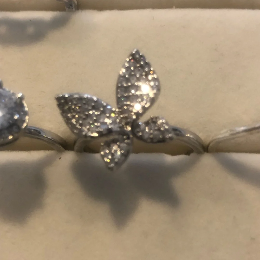 Silver Butterfly Crystal Ring